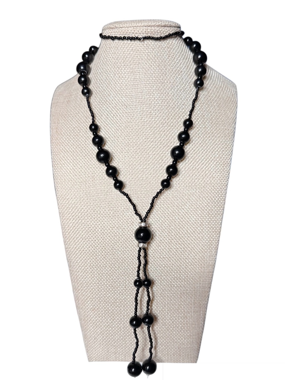 5/$25 😻 Elegant Black Beaded Lariat Necklace - Women Jewelry